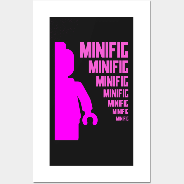 Dark Pink Minifig with MINIFIG text, Customize My Minifig Wall Art by ChilleeW